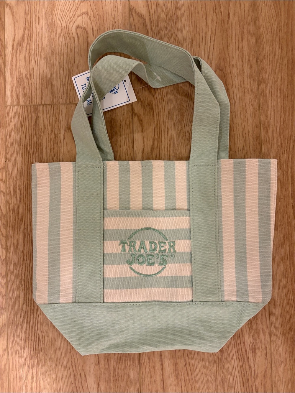 Trader Joe’s Mint Green Striped Canvas Tote